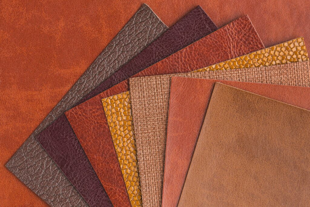 assortment of synthetic leather samples